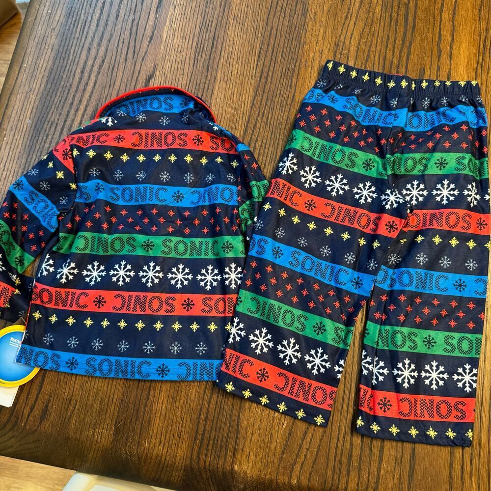 NWT Sonic The Hedgehog Toddler Boy 2T Christmas Fair Isle Pajamas Pj Set Pants - Picture 5 of 5